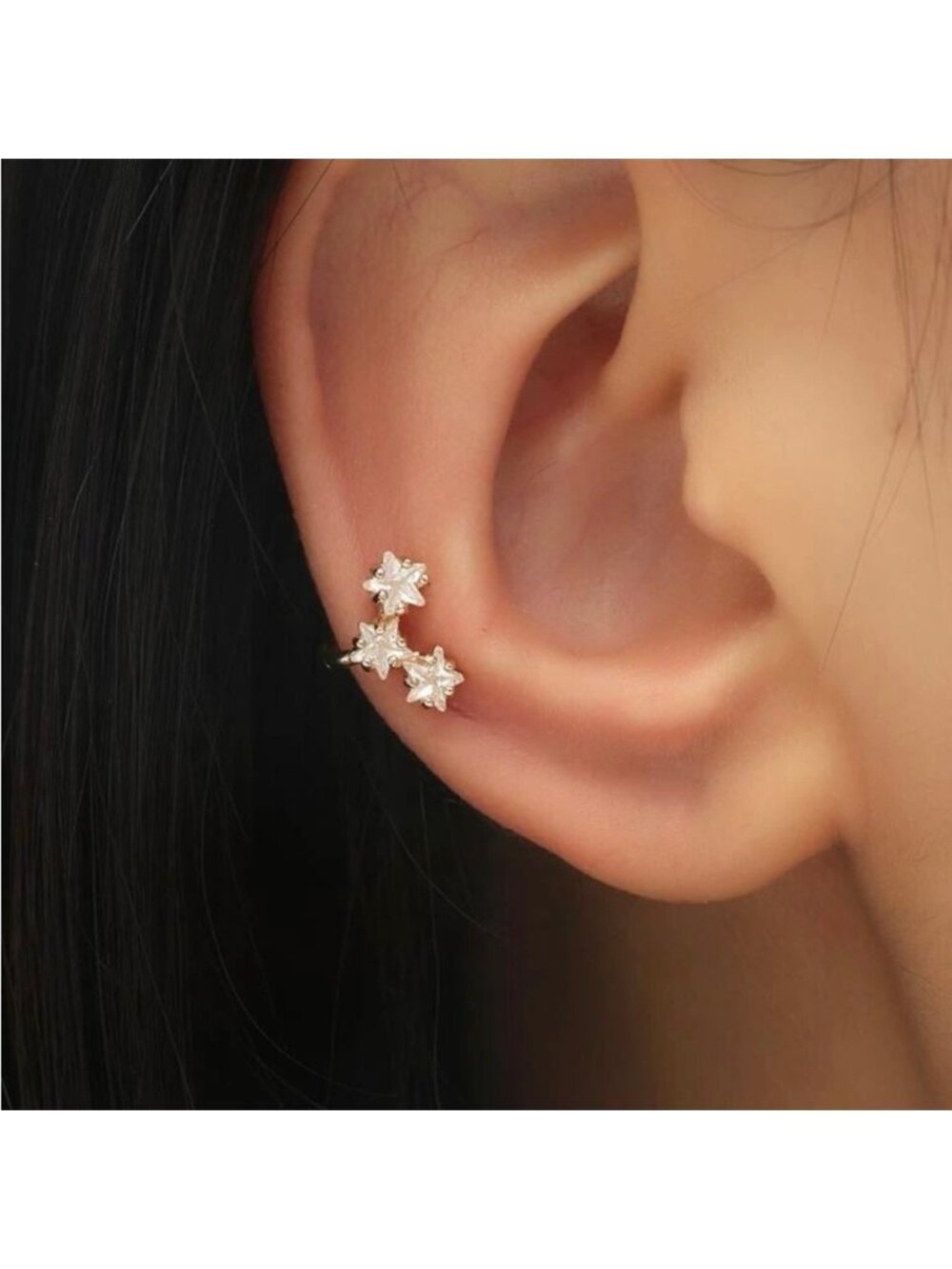Gold 1pc Rhinestone Ear Cuff